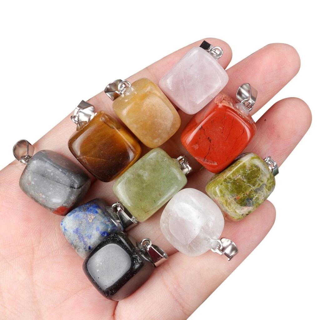 12Pcs/Box Small Pendant Natural Stone Amethyst/Agates Pendant For Jewelry Making DIY Necklace Bracelet Earrings Accessory