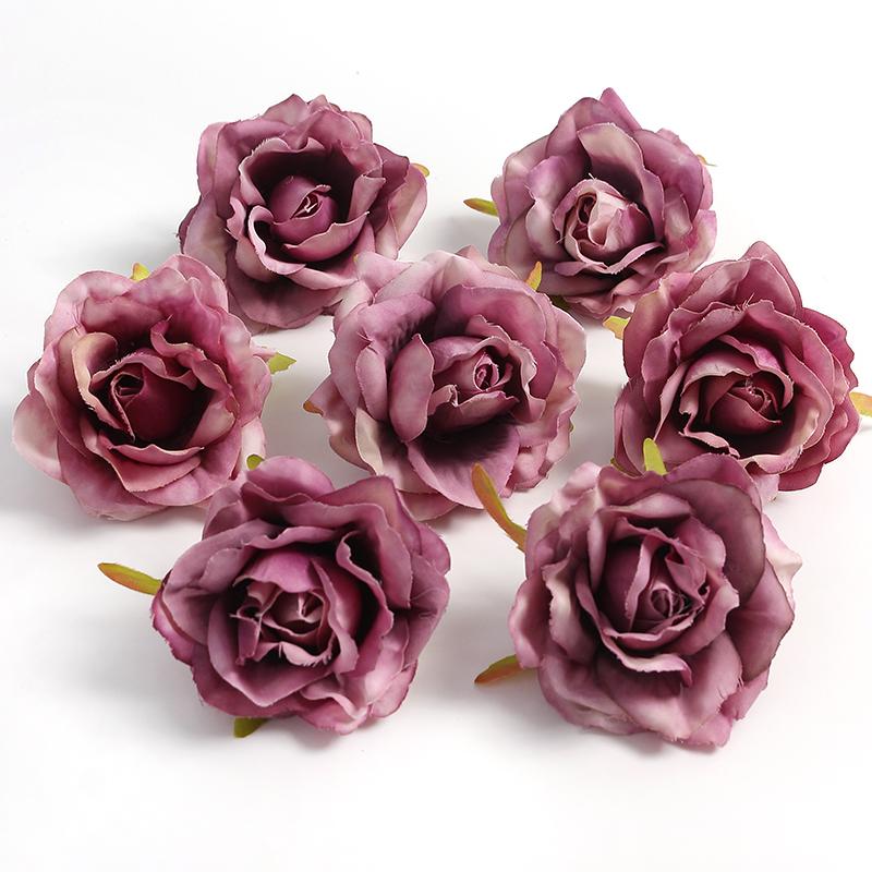 3/5Pcs Rose Artificial Flowers Heads 7cm Fake Flowers for Marriage Wedding Decorations Home Decor DIY Craft Garland Accessories