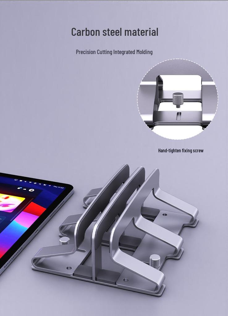 Adjustable Metal Laptop Stand: Double Slot, Stable Vertical Organizer