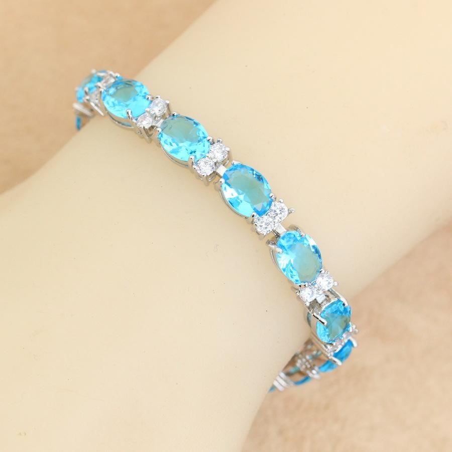 

Jewelry Aaa Zircon Bracelet Independent Station Direct Sales небесно-голубой