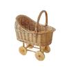 Handwoven Stroller Shaped Flower Basket with for Floral Arrangements Portable Storage for Home Decoration
