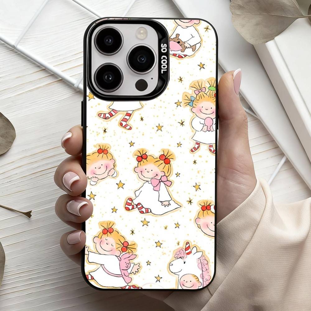 C-COCO-chanS Cute Cartoon Art Phone Case For iPhone17,16,15,14,13,12,11 Plus,Pro Max Black Candy silver phone case