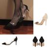 Women's Velvet Toe Transparent High Heels Pumps Party Wedding Dress Shoes