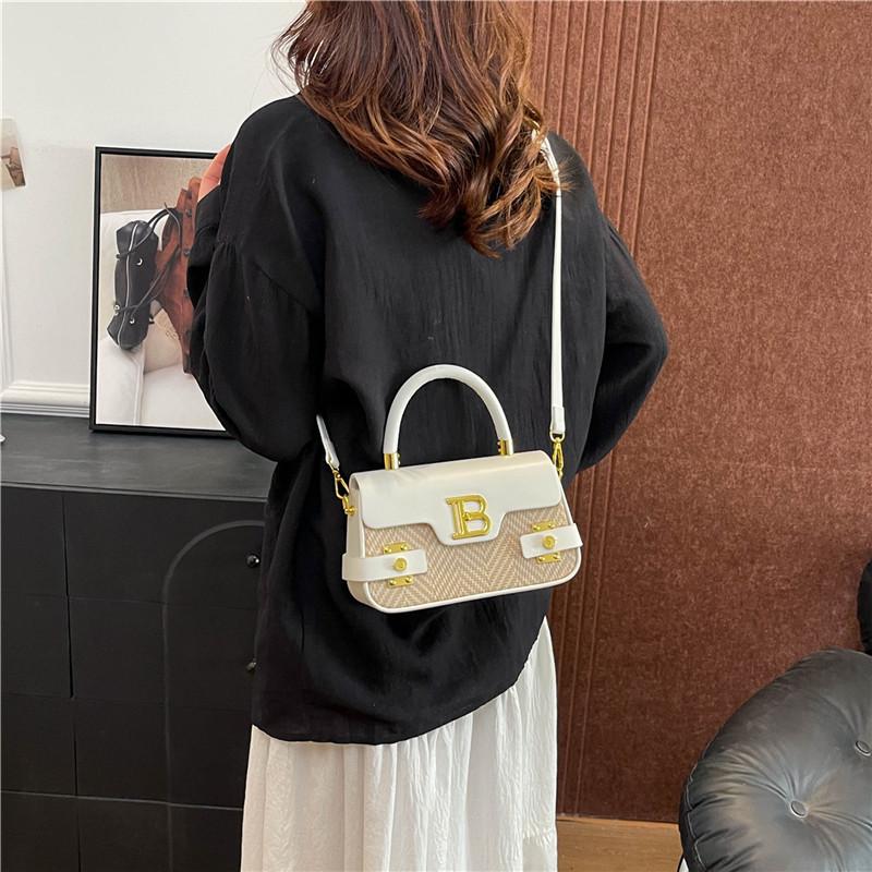 Elegante Retro Strukturierte Quadratische Umhängetasche mit Überschlag mit Schloss