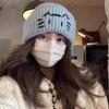 Embroidery cute kitten wool hat female autumn and winter new face small cold hat warm ear protection cold student knitted hat