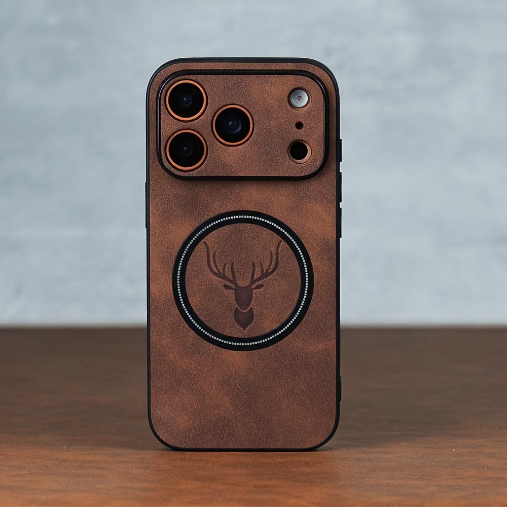 

Magnetic Deer Head Pattern Leather Phone Case For iPhone 17 16 15 14 13 12 Pro Max Plus 17Pro Air For Magsafe Shockproof Cover iPhone 16