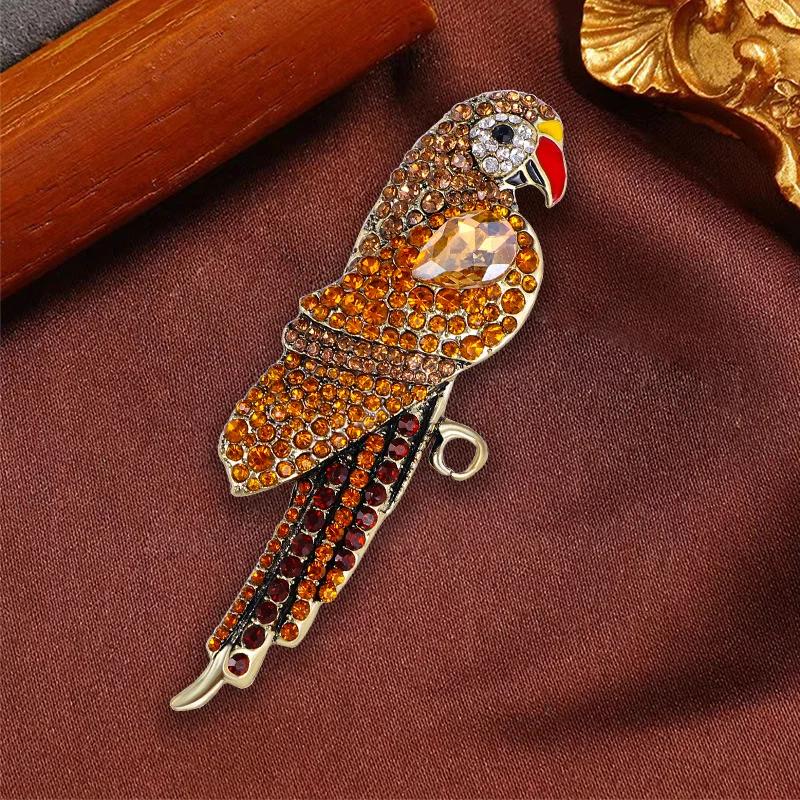 Faux Vintage Robuste Papagei Tier Design BroscheFür Männer Und FrauenUrlaubsfeier MitgebselPaar Schmuckzubehör brown