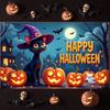 Party Banner Night Scene Witch Hat Banner Halloween Banner Black Pumpkin Decoration For Halloween Party Festival Event Spooky