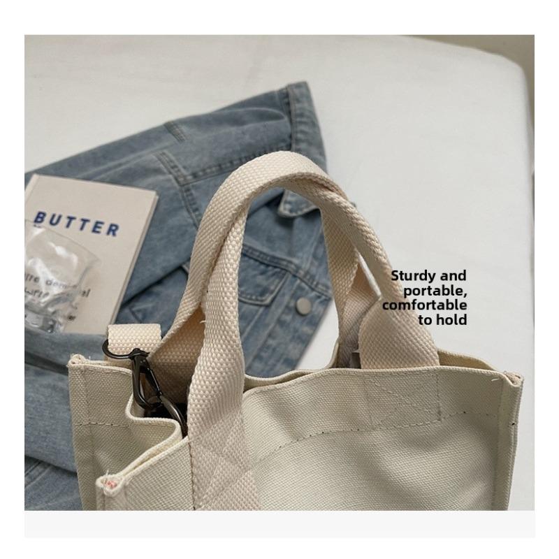 New Canvas Handbag Small Square Bag, Fashionable Casual Cute Lunch Bag, Handbag, Simple and Compact Shoulder Bag for Going Out