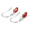 Japanese Red Coral Marquise Undyed Earrings, Silver,