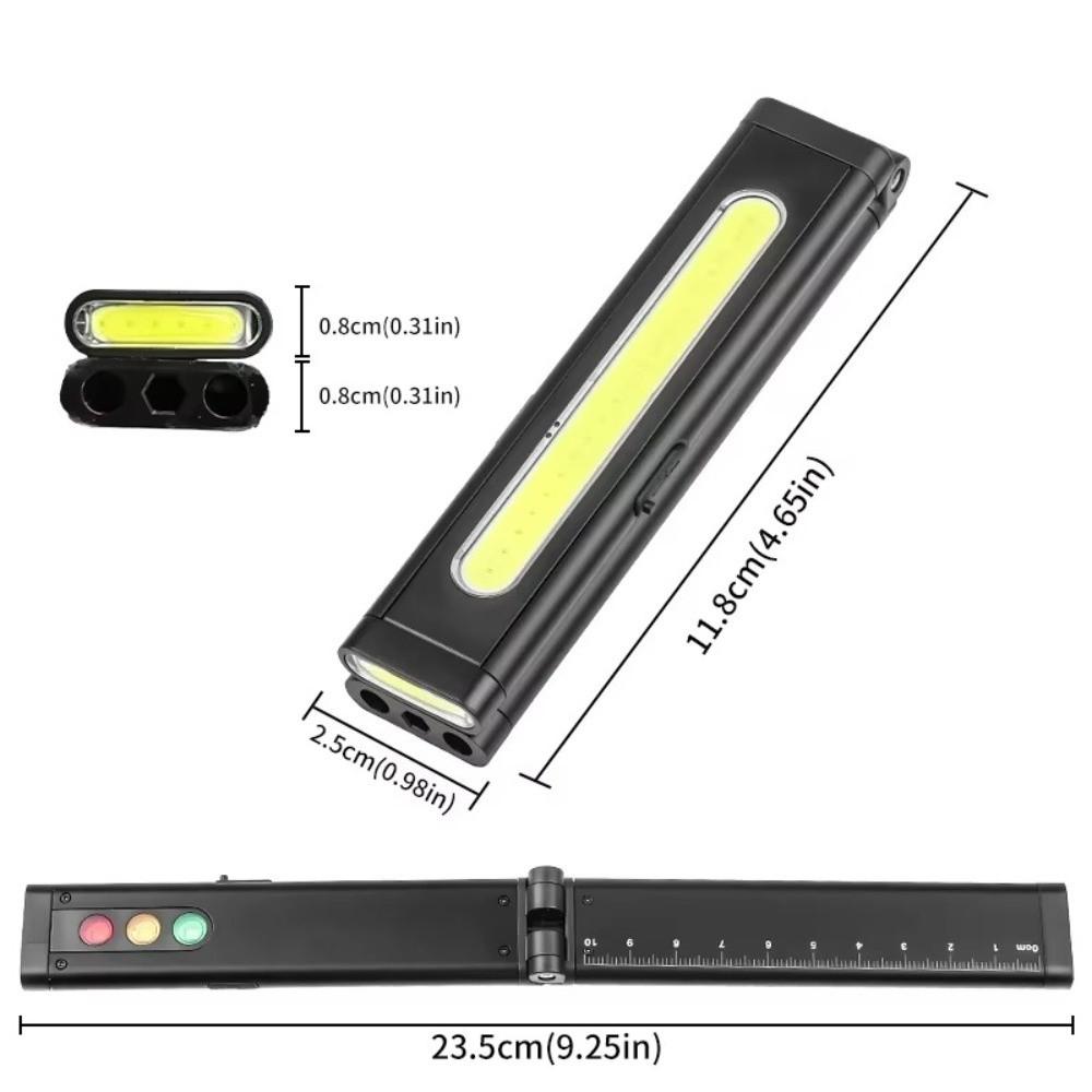 USB-Type-C Rechargeable Mini LED Flashlight Ruler Scale Design Hidden Screwdriver Magnetic Work Light 300LM Brightness 8 Modes