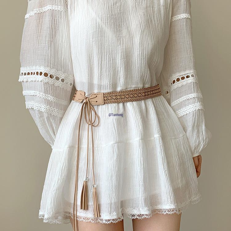 Desert Northwest Ethnic Style Leather Belt: Women's Retro Wide Waist Accessory for Dresses