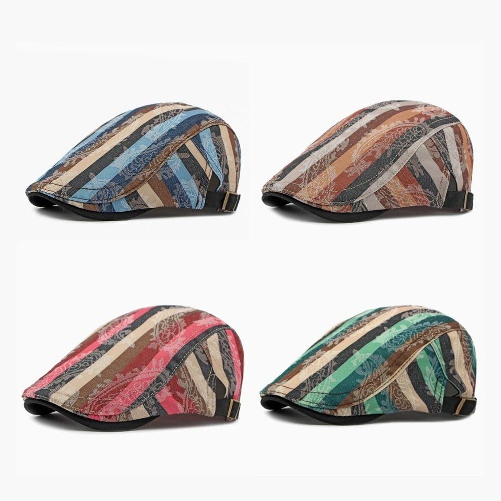 Vintage Printed Painter Beret Hats Breathable Casual Peaked Cap Thin Duck Tongue Hat Women Men