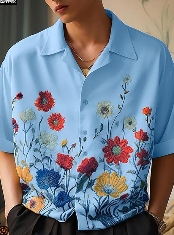 Spring and summer new fashion men's clothing men's short-sleeved shirt top cardigan source factory quick-drying short sleeves