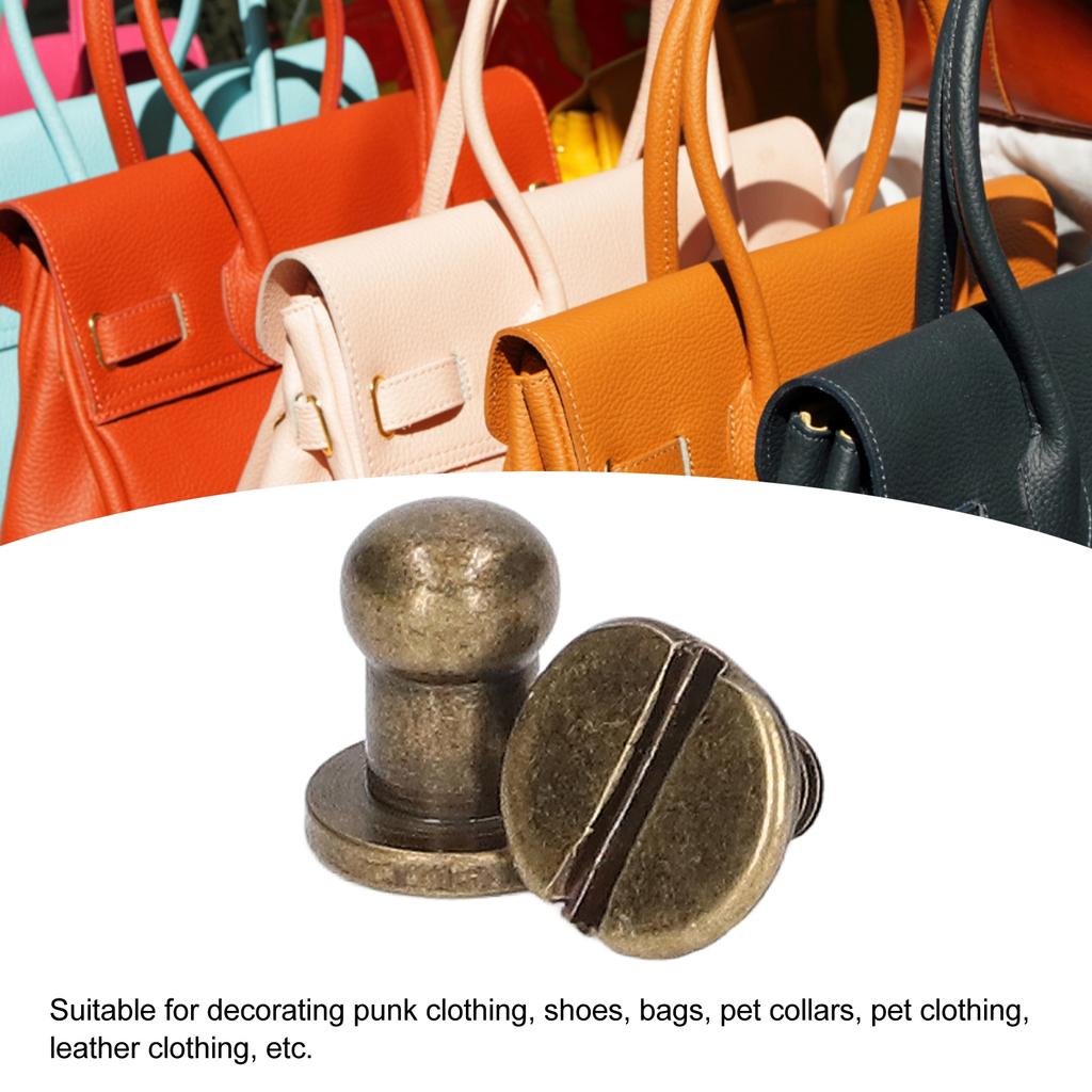 200 Sets Chicago Screws Round Head Rivets 7x5mm DIY Handcraft Pure Copper Round Head Rivets Leather Rivets for Handbag Bronze