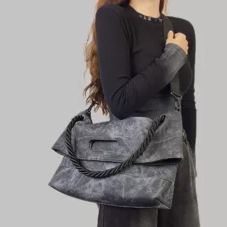 

New imitation denim soft leather tote bag female A class commuting large capacity messenger bag commuting large satchel 31*41*13