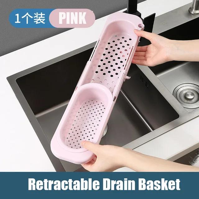 Telescopic Sink Shelf Drainer Rack Kitchen Organizer Soap Sponge Holder Towel Rack Storage Organizer Basket Gadgets Accessories