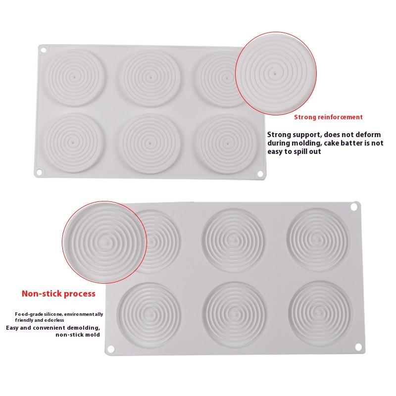 Silicone Baking Pan For Pastry 6 Holes 3D Spiral Shape Mousse Cake Mold Round Chocolate Mould Bakery Accessories