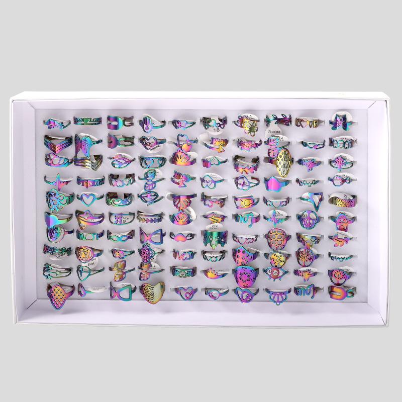 

Кольца из нержавеющей стали, 10 шт., мужские и женские полые кольца из смешанной титановой стали