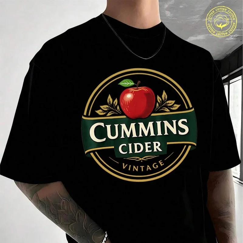 CUMMINS CIDER T-Shirt mit rundem Emblem in Gold & Grün Moto Herren Sommer T-Shirt