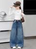 Girls' Autumn 2026 Wide Leg Jeans - Casual Straight Leg for Big Kids