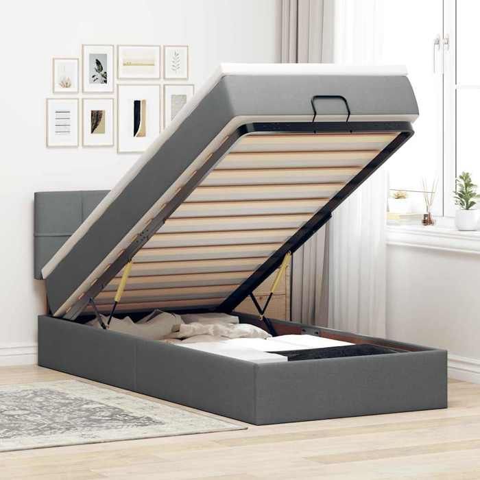Maison Exclusive - Cadre de lit ottoman avec matelas gris foncé 80x200 cm tissu