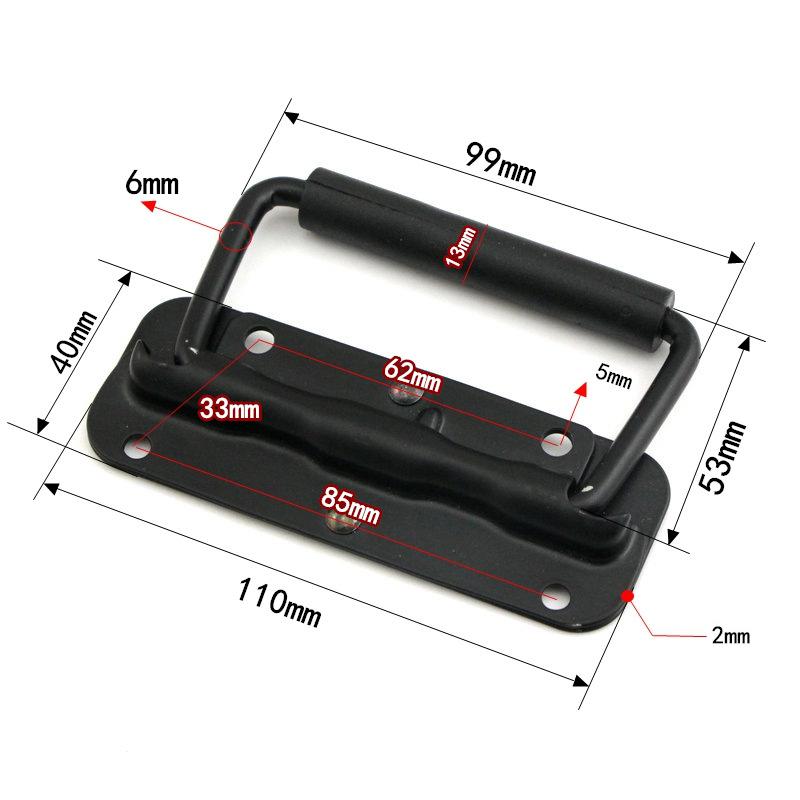 1pc Black Spring Folding Handle Luggage Movable Suitcase Iron Material Spring Handle Tool Box Container Drawer Movable Ring