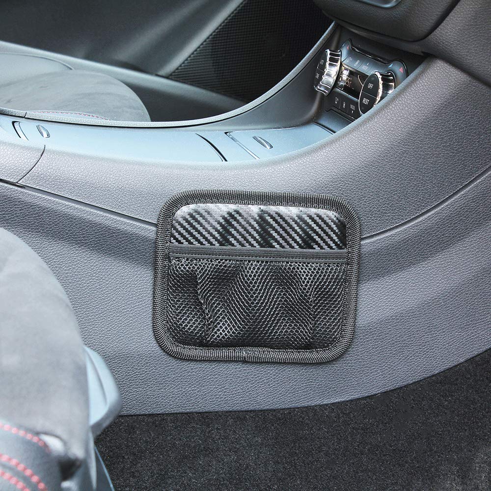 Napolex Fizz-1110 Carbon Style Mesh Pocket, Compact Size, Car Accessories, Seat Back Pocket,