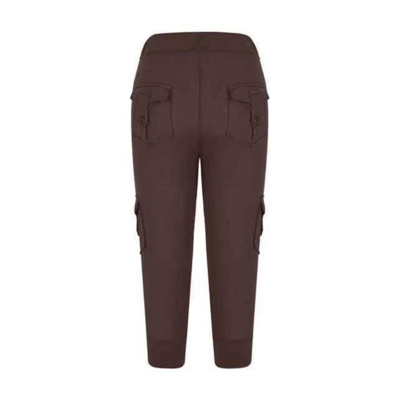 

GMXIA Эластичный пояс с пуговицами и карманами для йоги 7 Брюки повседневные и универсальные узкие модные универсальные XXXXL темно-коричневого