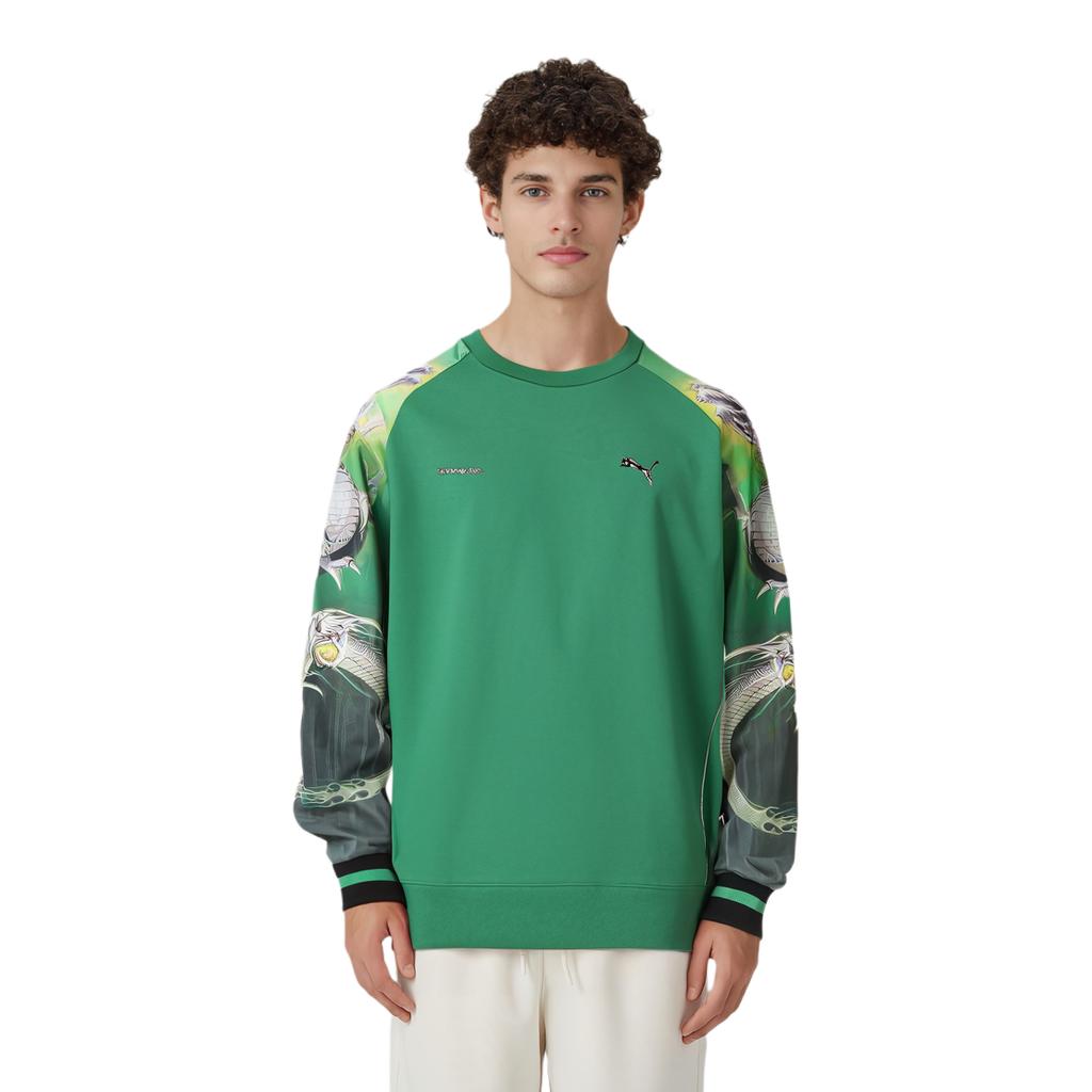 Puma X Sorayama Collaboration Pattern Printed Casual Crew Neck Long Sleeve Sweatshirt Men Sweatshirt Green 626533-17