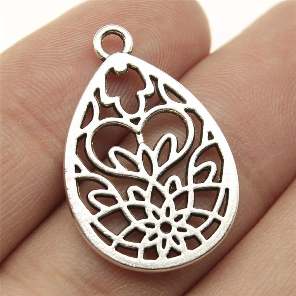 10pcs Charms Motif Antique Silver Color Motif Pendant Charms Flower Charms For Jewelry Making