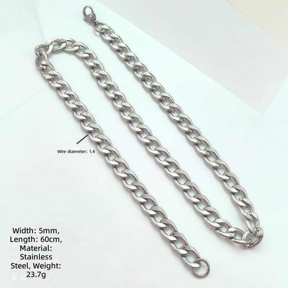 Stainless Steel Cuban Chain Necklace for Men European American Hip Hop Stainless Steel Fashion Jewelry
