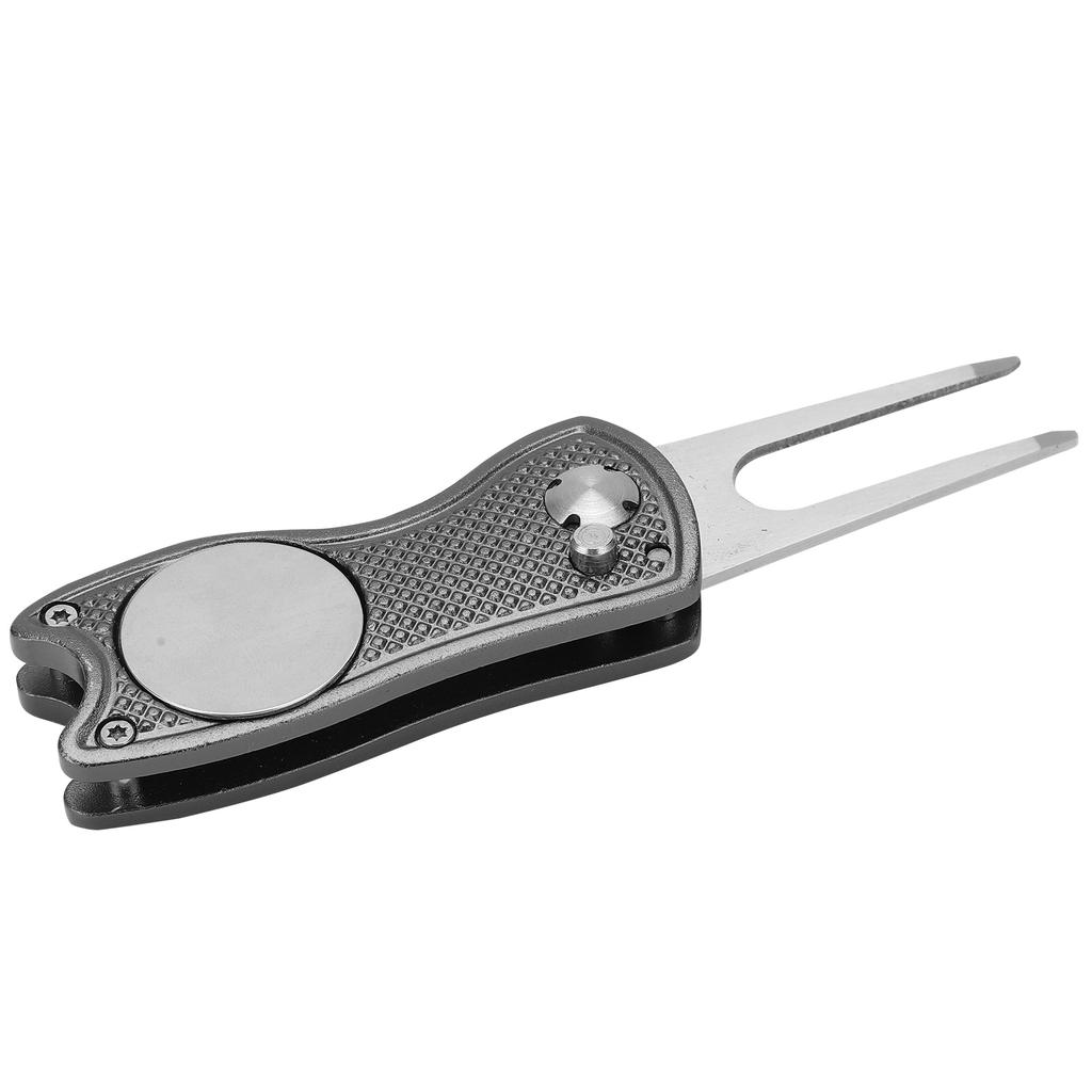 Stainless Steel Golf Pitchfork Foldable Golf Divot Tool Switchblade Tool Divot Repair ToolGray