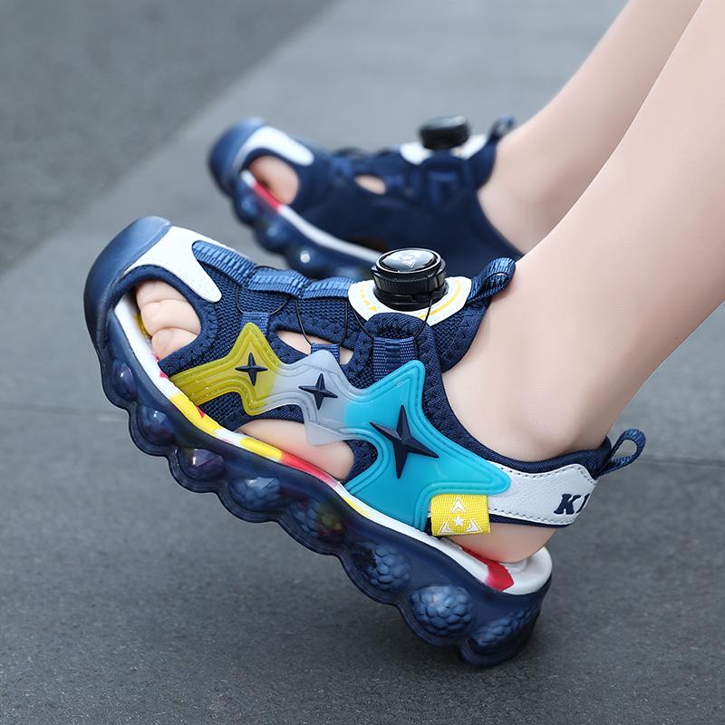 Summer Rotary Button Children's Closed Toe Sandals Beach Shoes Girls' Sports Beach Sandals