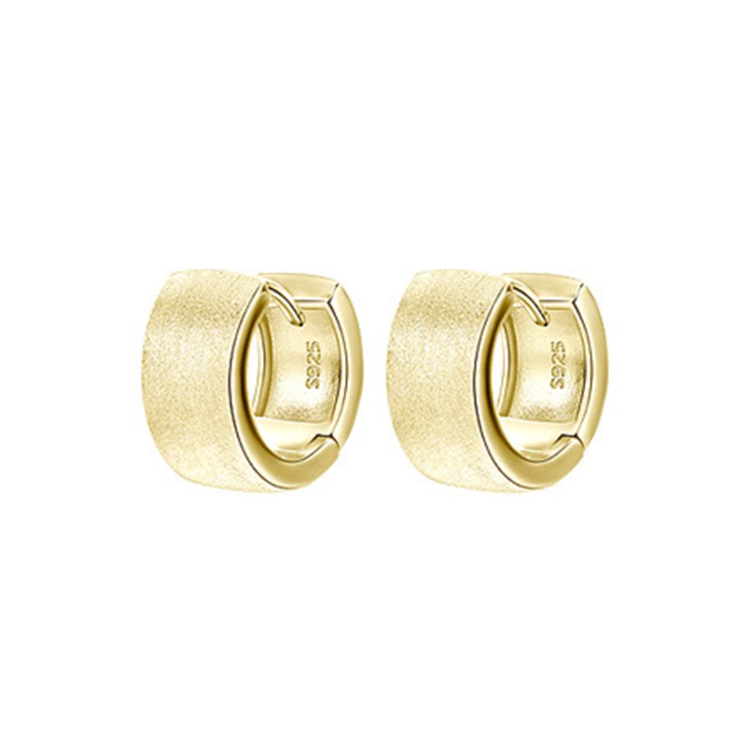 Custom 18K Gold Plated Brushed 925 Silver Hoop Earrings Jewelry Sterling Silver Wide Hoop Earrings Women
