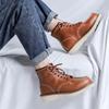 Scarpe Moda Autunno Inverno in Pelle Bovina da Uomo Marroni Business Casual Stivali con Zeppa Moda Maschile Nuovo Designer Lavoro Botas Hombre