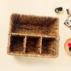 Water Hyacinth Handwoven Cutlery Organizer Rectangular Dinnerware Storage Basket  Bedroom