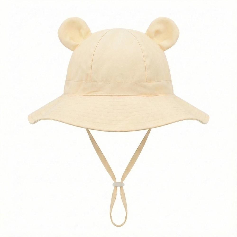 

Solid Color Children Fisherman Hat Cartoon Bear Folding Baby Sun Hat Kids Sunshade Bucket Cap Boys жёлтый