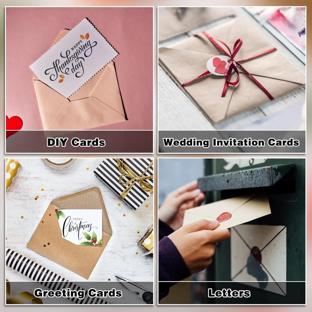 50 Pack Vintage Brown Self Seal, C6 Kraft Envelopes, for Weddings, Invitation, Christmas Day Gift Cards 114mm x 162mm