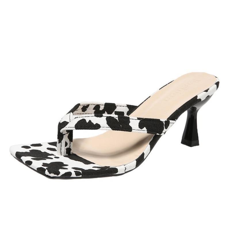 Fashion Elegant High Heels Slippers Women Fashion Sandals Woman Leather Flip Flops Mule Dress Party Shoes Claquettes Femmes Tongs Femme