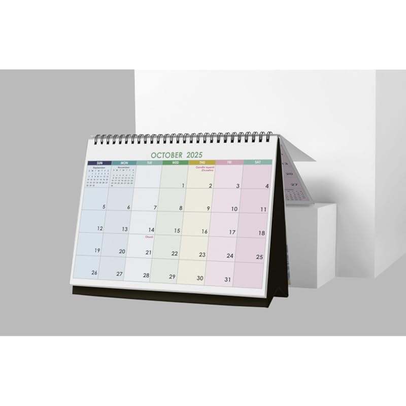Accuprints Desk Calendar 2025-Size 5.8 X 8.2 Inch Standing Desk Calendar, Office Calendar, Flip Desktop Calendar
