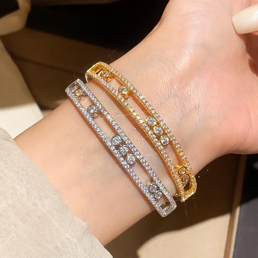 Star Trail 18K Gold-Plated Zircon Square Bracelet: High-End Cold Style Jewelry