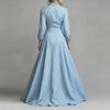 Women Long Sleeve Shirt Dress High Waist Flared Maxi Dress Button Down Front Collared Casual Dress with Pockets