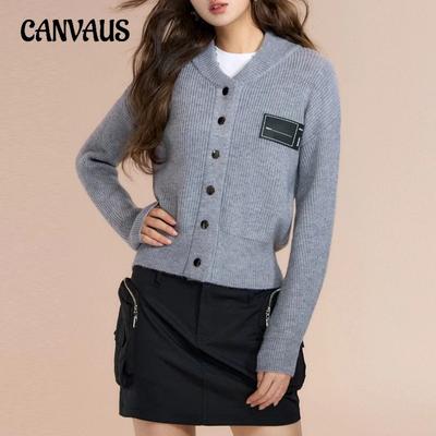 Frühling und Herbst Damen Retro Kurz Mode Pullover Strickjacke Casual Loose Langarm Jacke