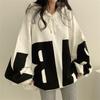 Sweat-shirt à capuche pour femmes, haut ample, à la mode, avec lettres d'étudiant, pull décontracté