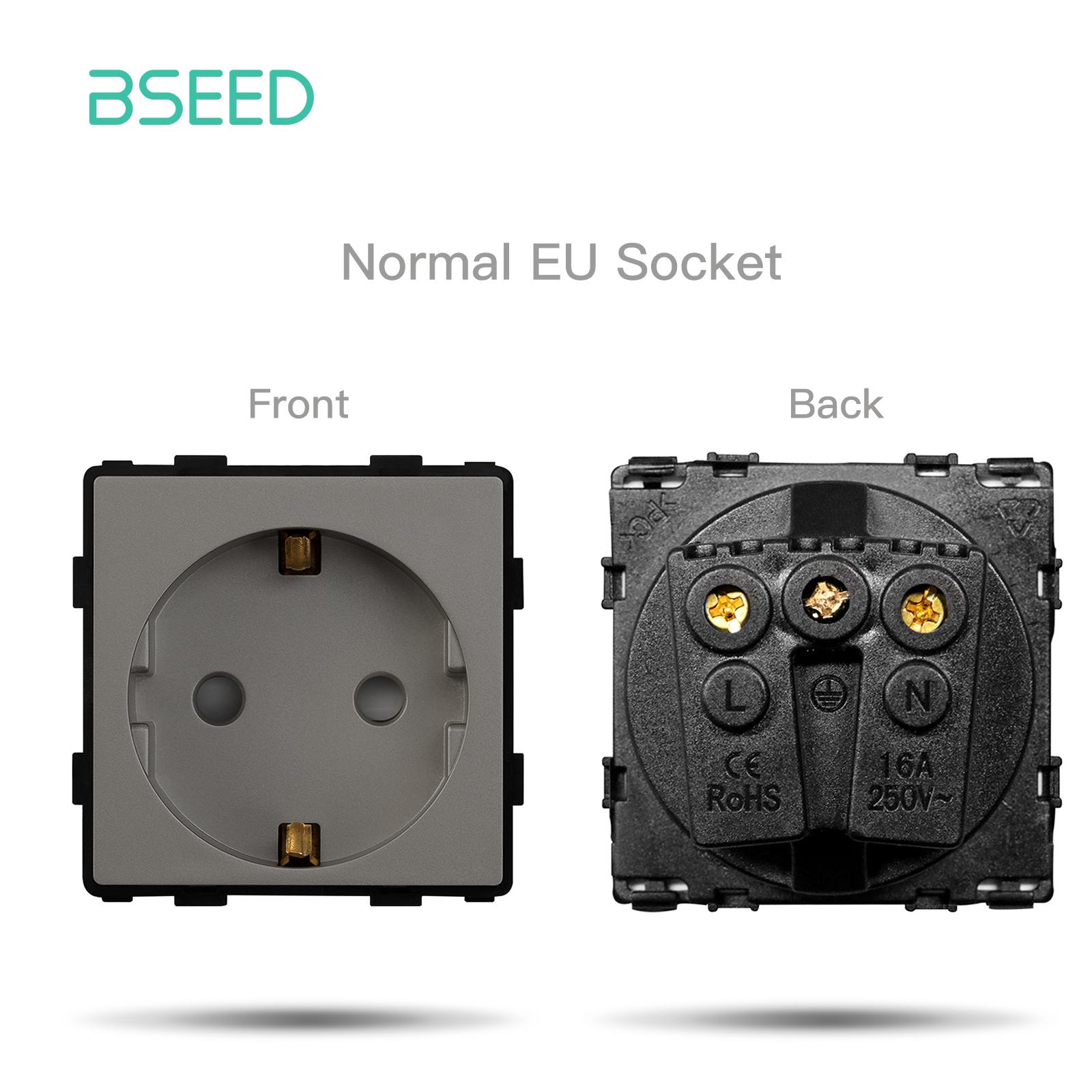 BSEED Zigbee настенные сенсорные выключатели 1/2/3 клавиши, функциональная база 1/2/3-ходовые, стеклянная панель, розетка EU, умная розетка, детали для DIY, свободная комбинация EU standard