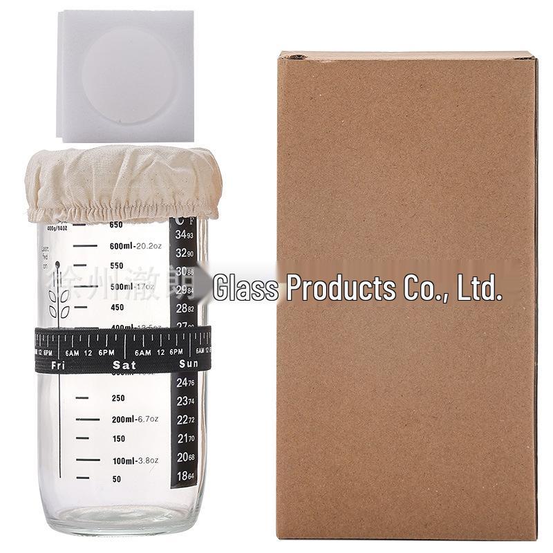 24oz Graduated Glass Fermentation Jar with Sealed Lid for Yeast Culture and Sourdough Baking Utensils