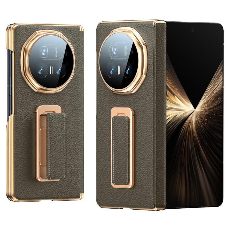 Luxury Leather Phone Case Honor Magic V5 With Rotating Wrist Strap Magnetic Dual-Axis Stand Shockproof Anti-Fingerprint