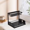 2 Tiers Under Sink Storage Rack Iron Cabinet Inside Pull Out for Dorm Office White