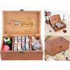 Tissting Wooden Sewing Kit Box, Vintage Taraxacum Pattern, Sewing Repair Tool Set with Storage Box, Needle Thread Storage Case Organizer, DIY Sewing